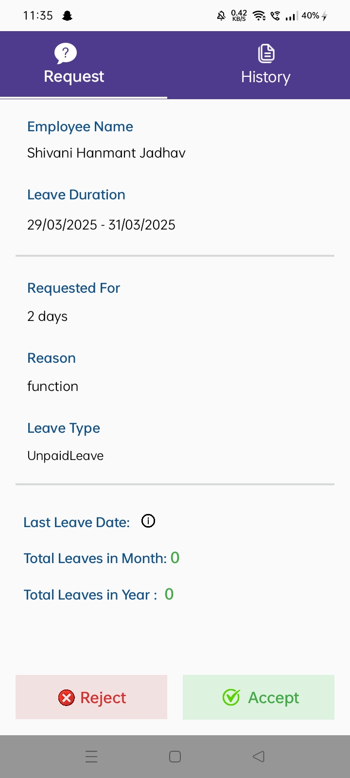 Attendance Management Interface